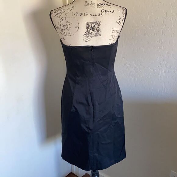 Vintage Y2K Express Black Strapless Floral Embroidered Dress 2000’s Feminine - Picture 3 of 9
